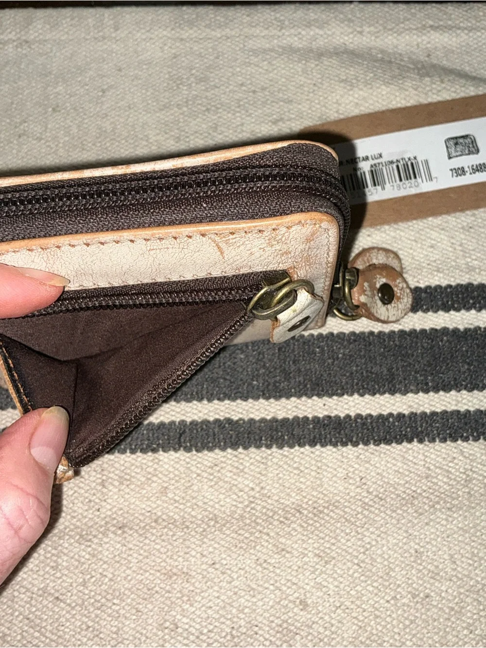 NWT Bed Stu Leather Peek Zip Around Wallet Card Holder Nectar Lux MSRP $145